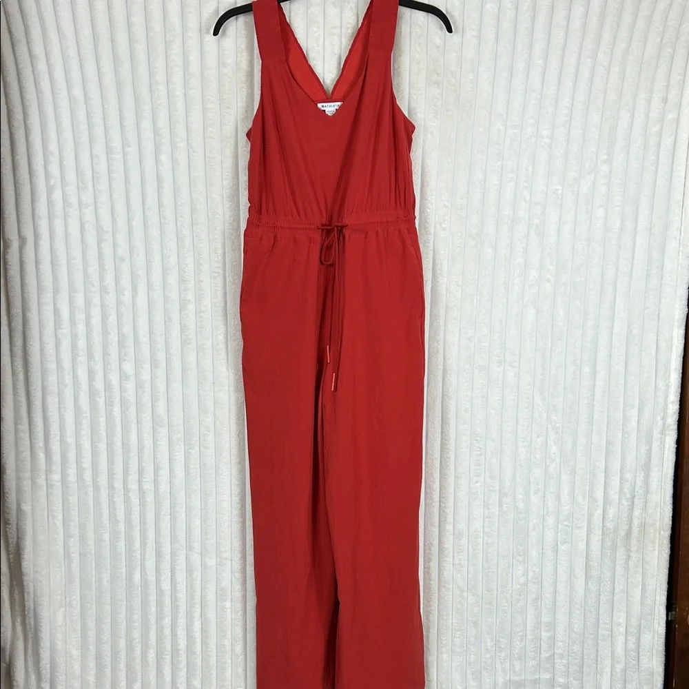 Athleta current red/rust savannah wide leg jumpsuit size 4 - Picture 3 of 12